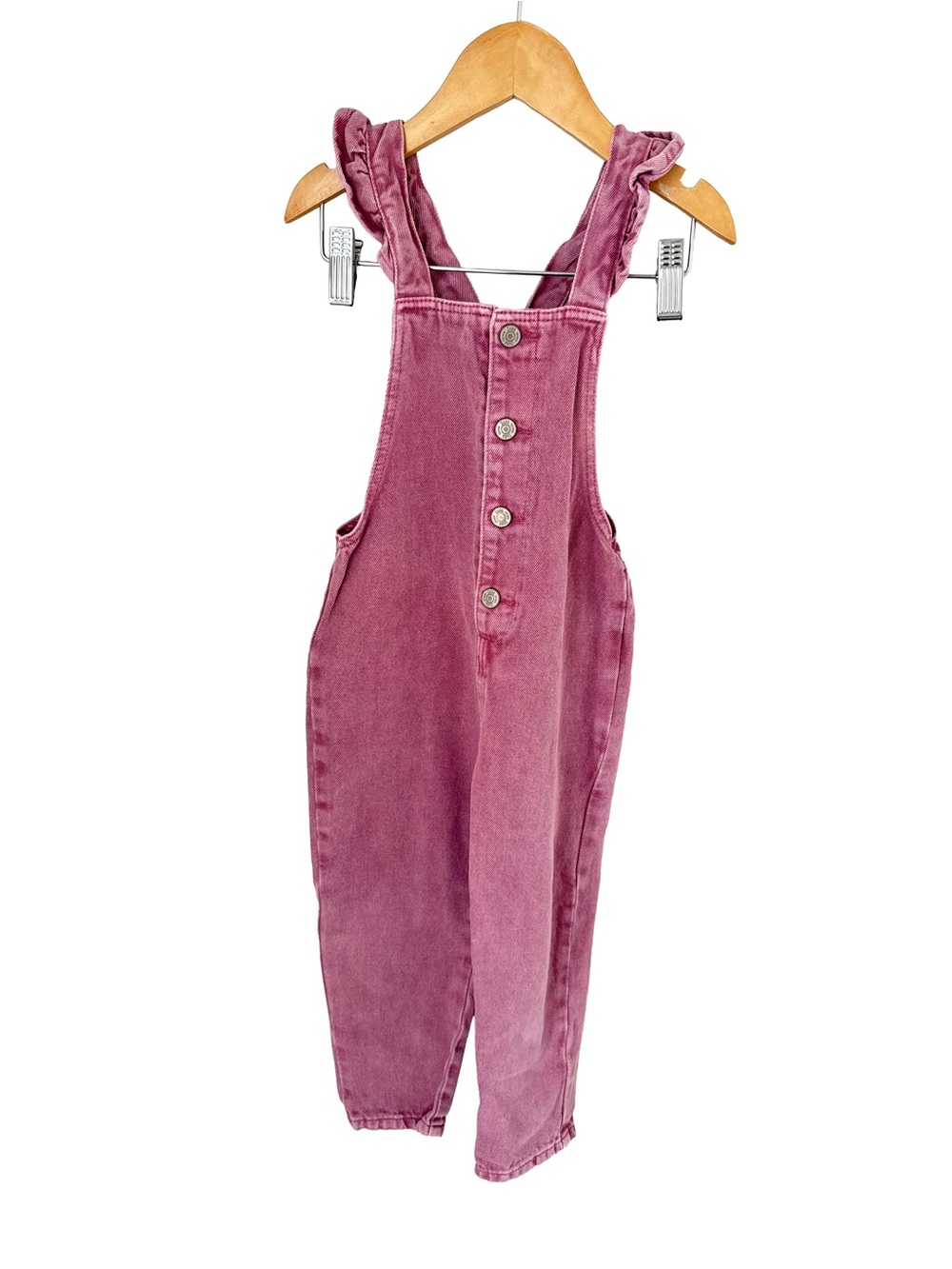 Zara Mauve Ruffled-strap Denim Overalls for Kids